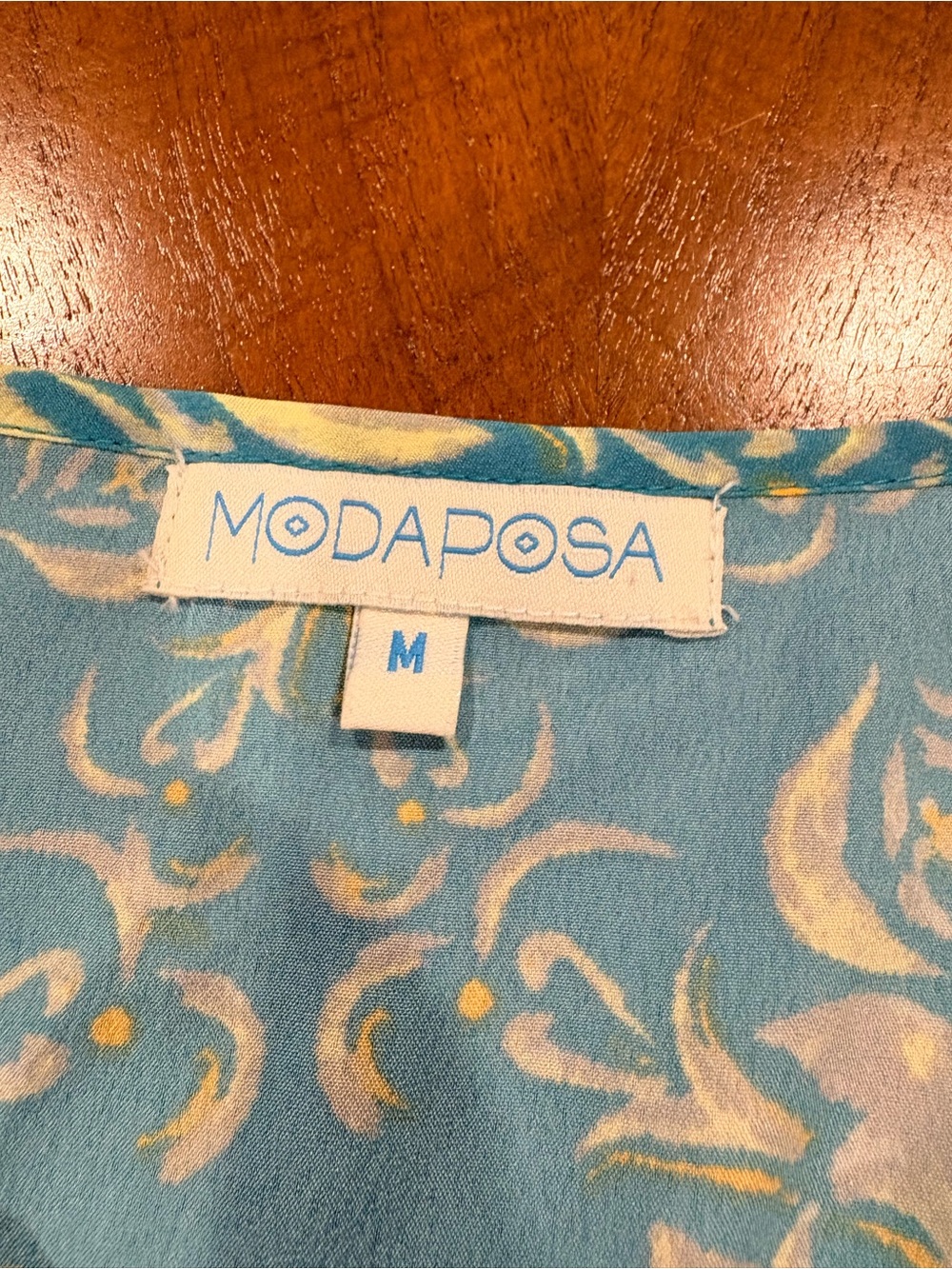 Blue Floral Embroidered Tassel Tunic, size M - Picture 7 of 8